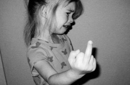 black-white-little-girl-crying-middle-finger