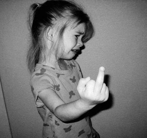 black-white-little-girl-crying-middle-finger